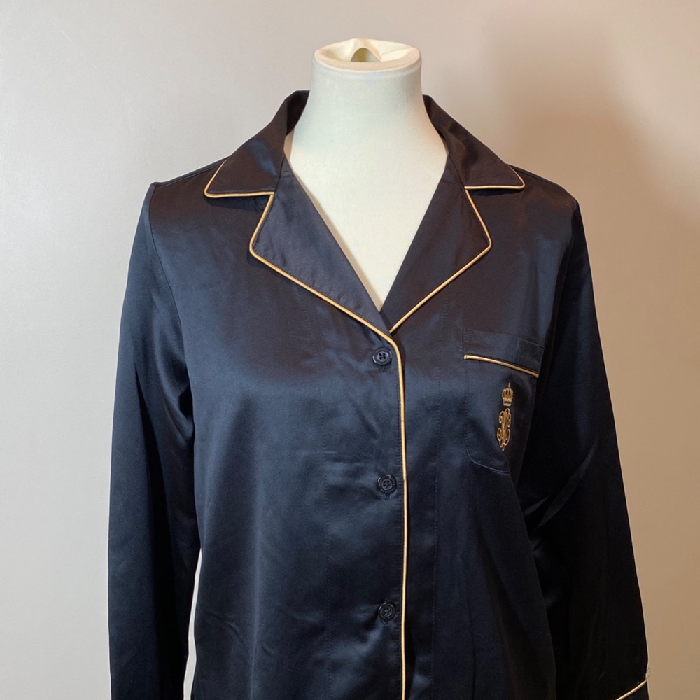 Ralph Lauren Black Satin Pajama Set - Picture 2 of 3